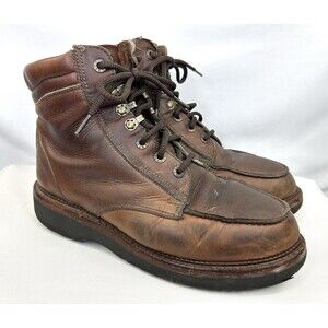 Lucchese Sport Men's Brown Leather Lace Up Moc Toe Work Boots Size 8.5 EE